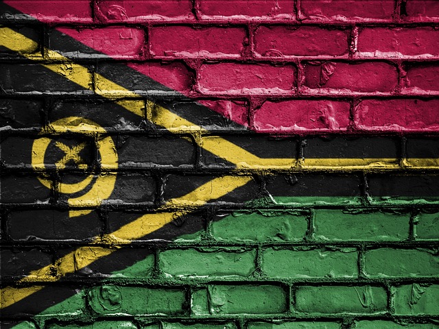 Vanuatu hat eine schöne Flagge auf Ziegelsteinen gemalt